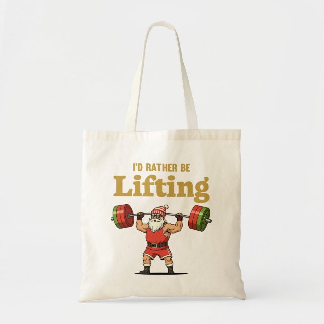 Santa Lifting Weights Tygkasse (Framsidan)