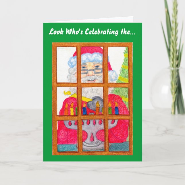 Santa Lighting Menorah-kort Helgkort (Framsida)
