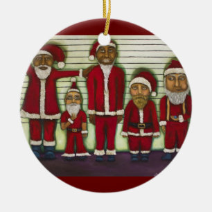 Santa Line Up Julgransprydnad Keramik