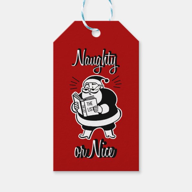 Santa List Naughty eller Nice-Juletiketter Presentetikett (Framsidan)