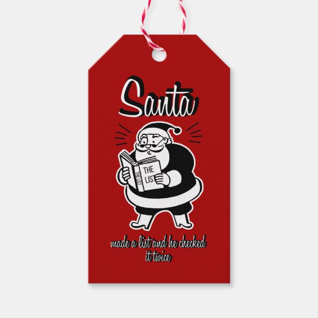 Santa List Naughty eller Nice-Juletiketter Presentetikett (Framsidan)