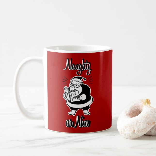 Santa List Naughty eller Nice julkaffe Mugg (Med munk)