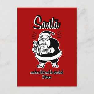 Santa List Naughty eller Nice julkort Helg Vykort