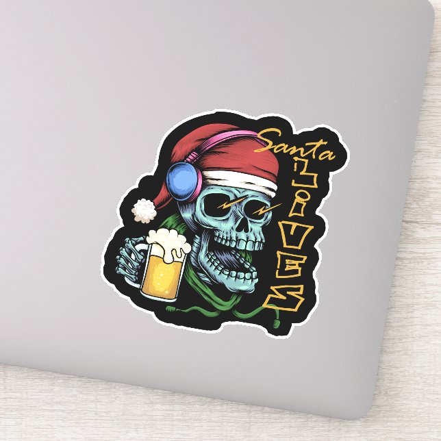 Santa Lives Skull-ID857 Klistermärken (Detalj)