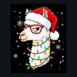 Santa Llama Face Christmas Colorful Lights Matchin Poster<br><div class="desc">Santa Llama Face Christmas Colorful Lights Matching Kids</div>