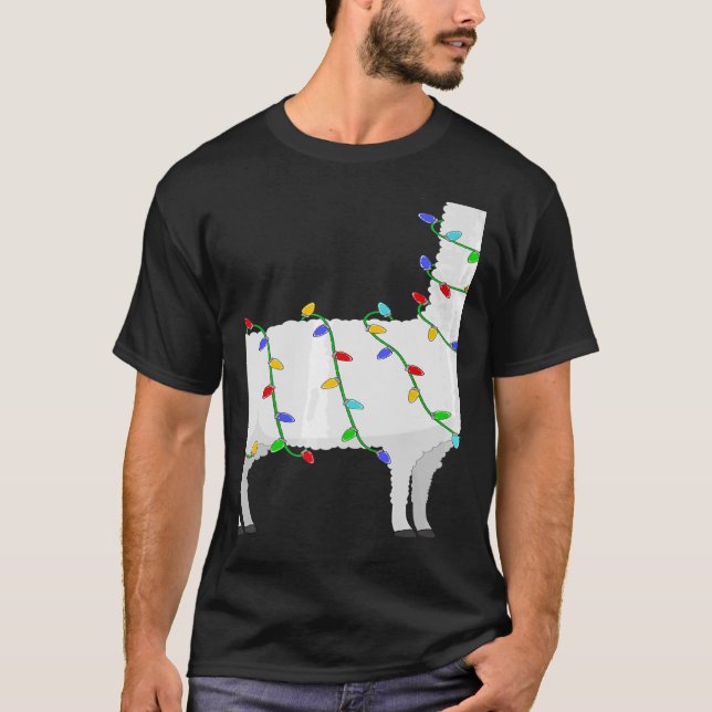 Santa Llama jul Ljus Llama Julafton T Shirt (Framsida)