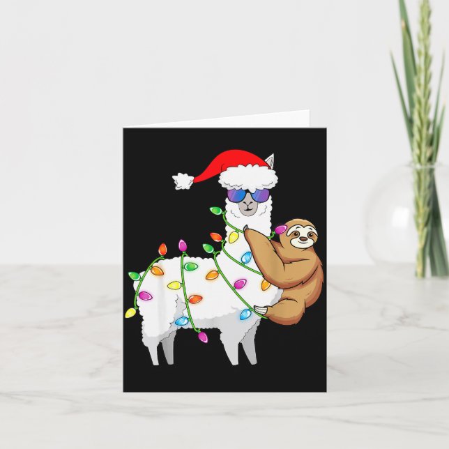 Santa Llama Xmas Funny Llama Sloth Christmas  Kort (Framsida)