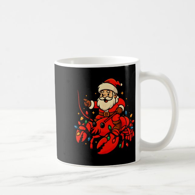 Santa Lobster Christmas Pajama Santa Riding Lobste Kaffemugg (Höger)