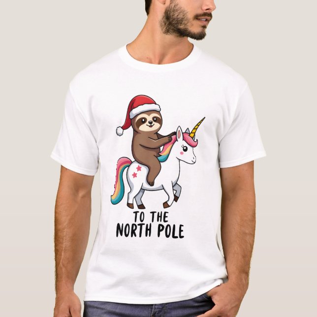 Santa Lutfisk Ridande Enhörning Rolig Tjej Jul T-s T Shirt (Framsida)