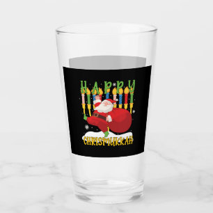Santa Lycklig Chrismukah Funny Hanukkah Jul Glaskopp