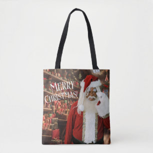 Santa Lycklig i hans workshop Tygkasse
