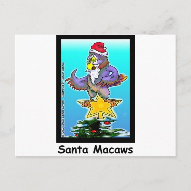 Santa Macaws Roliga julpresenter & T-shirts Helg Vykort (Framsida)