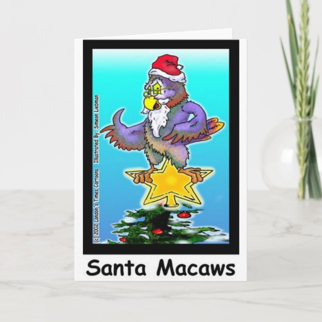 Santa Macaws Roliga julpresenter & T-shirts Helgkort (Framsida)