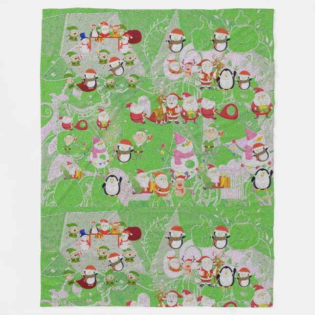 Santa Magical Green New Year  Fleecefilt (Framsidan)