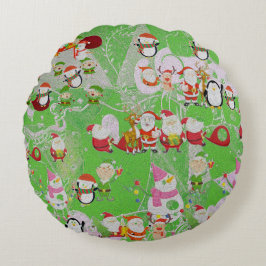 Santa Magical Green New Year Rund Kudde