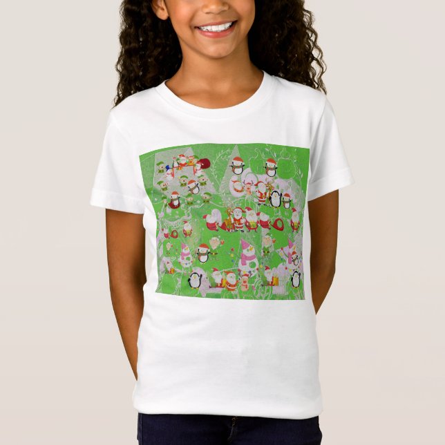 Santa Magical Green New Year T Shirt (Framsida)