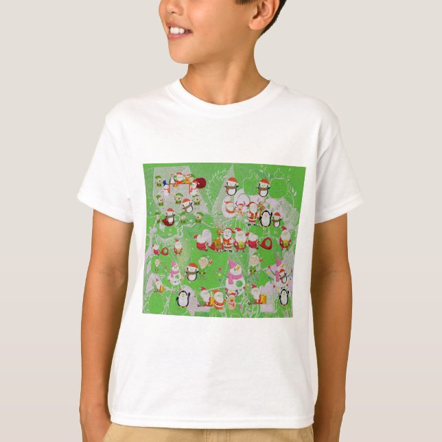 Santa Magical Green New Year T Shirt (Framsida)