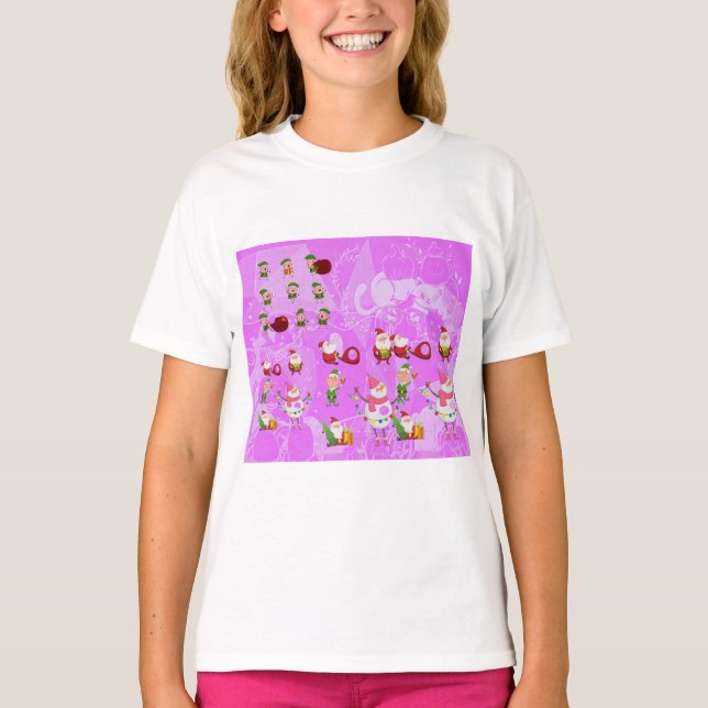 Santa Magical Pink New Year  T Shirt (Framsida)