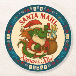 Santa Mahj Festive Round Paper Coasters Underlägg Papper Rund