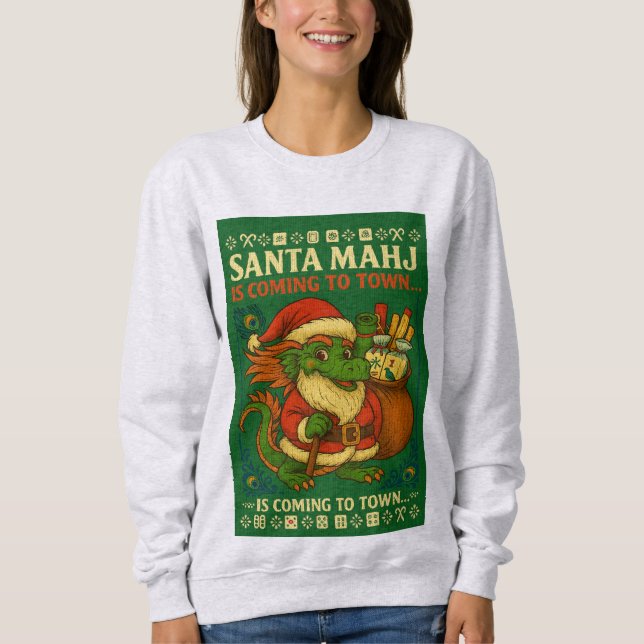 Santa Mahj ful jultröja sweatshirt T Shirt (Framsida)