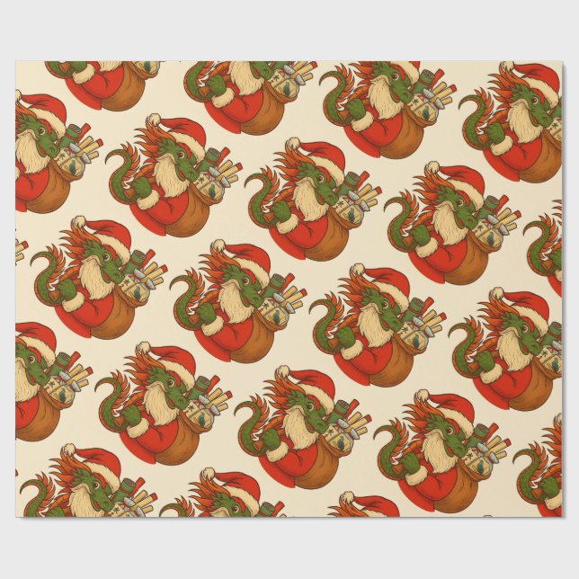 Santa Mahj Holiday Gift Wrapping Presentpapper (Platt)