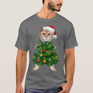 Santa Maine Coon Cat Julgran Light Funny Xm T Shirt
