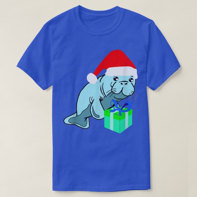 Santa Manatee Costume Funny Dugongidae Julafton Kr T Shirt (Design framsida)