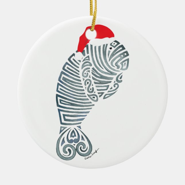 Santa Manatee Julgransprydnad Keramik (Framsidan)