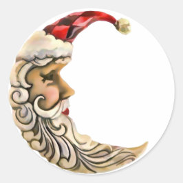 Santa Måne jul Runt Klistermärke