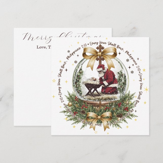 Santa & Manger Christmas Card with Scripture  (Fram/baksida)