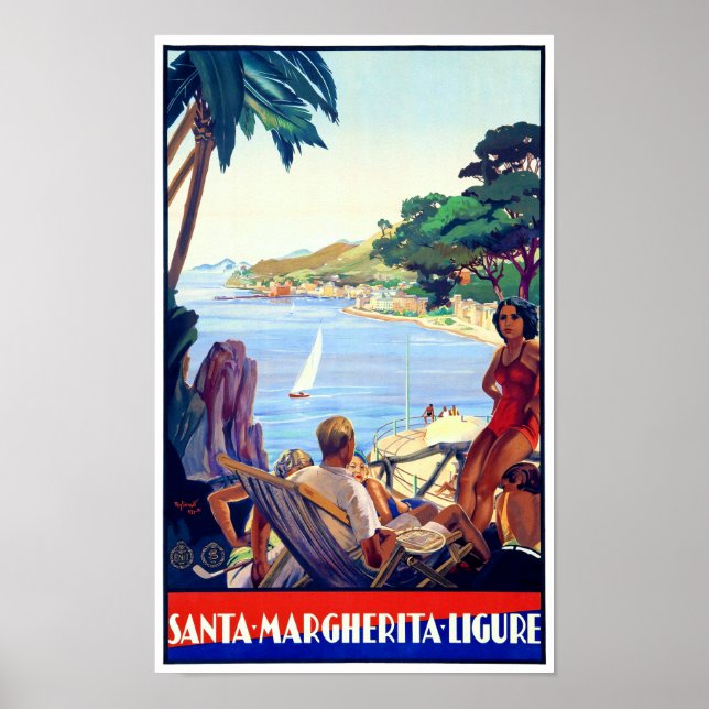 Santa Margherita Ligure Vintage affisch återställd (Framsidan)
