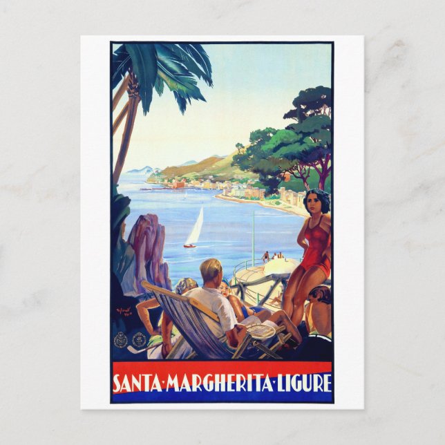Santa Margherita Ligure Vintage affisch återställd Vykort (Framsida)