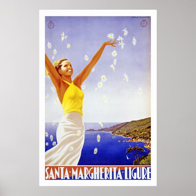"Santa Margherita, Liguria" Vintage Travel Poster (Framsidan)