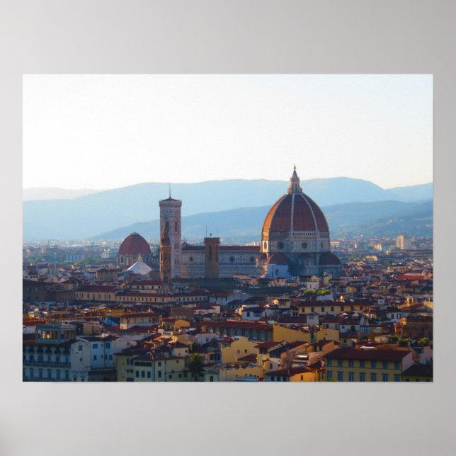 Santa Maria del Fiore vid solnedgången i Florence Poster (Framsidan)