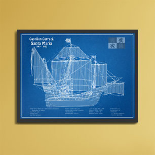 Santa Maria - Frakt Blueprint Plans ABD Fototryck