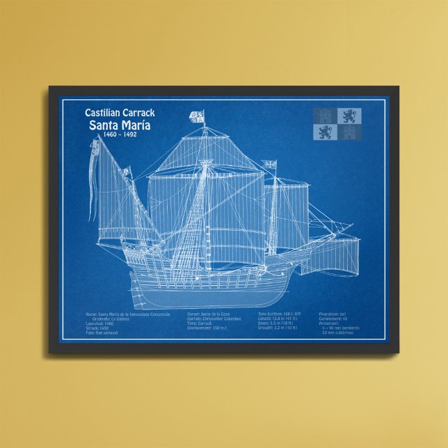 Santa Maria - Frakt Blueprint Plans ABD Fototryck (Skapare uppladdad)