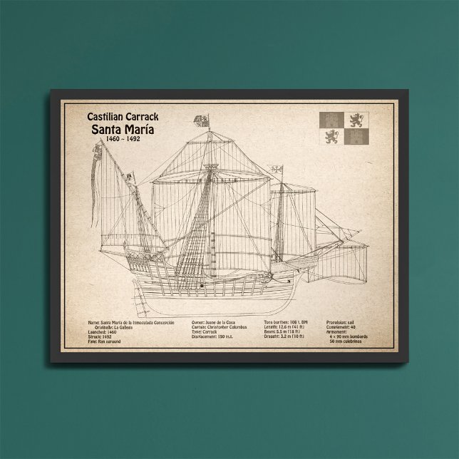 Santa Maria - Frakt Blueprint Plans SD Fototryck (Skapare uppladdad)
