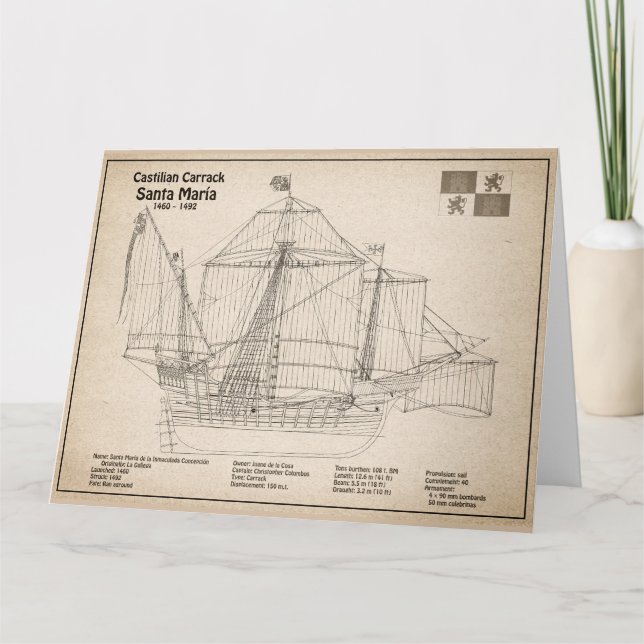 Santa Maria - Frakt Blueprint Plans SD Tack Kort (Framsida)