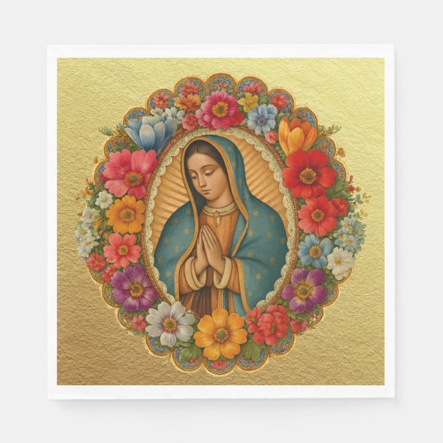 Santa Maria, Virgen de Guadalupe Mother Mary Roses Pappersservett (Framsidan)
