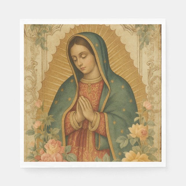 Santa Maria, Virgen de Guadalupe Mother Mary Roses Pappersservett (Framsidan)