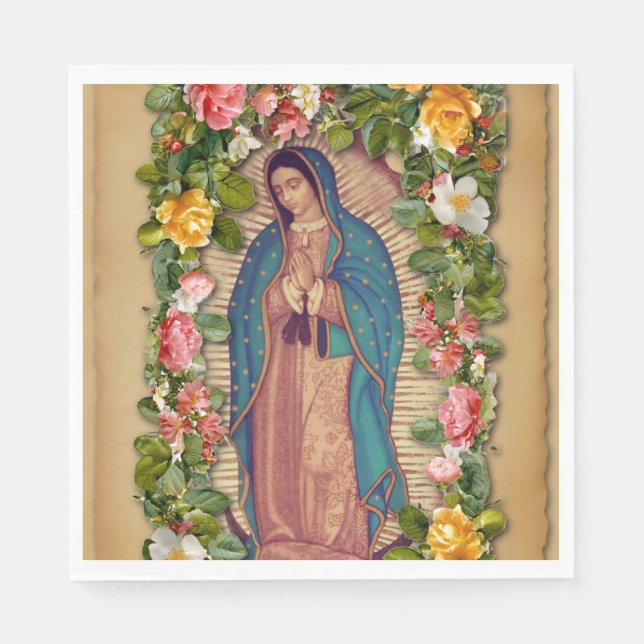Santa Maria, Virgen de Guadalupe Mother Mary Roses Pappersservett (Framsidan)