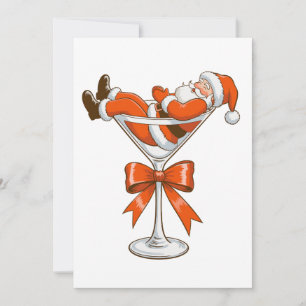 Santa Martini Coquette Girlly Jul Schleife Festive Julkort