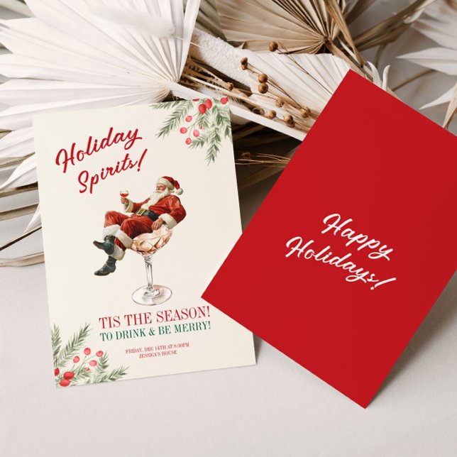 Santa Martini Julfirande Inbjudan (Santa Martini Christmas Holiday Invitation)