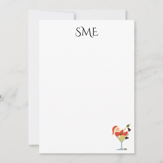 Santa Martini Monogram Thank You Cards Inbjudningar (Framsida)