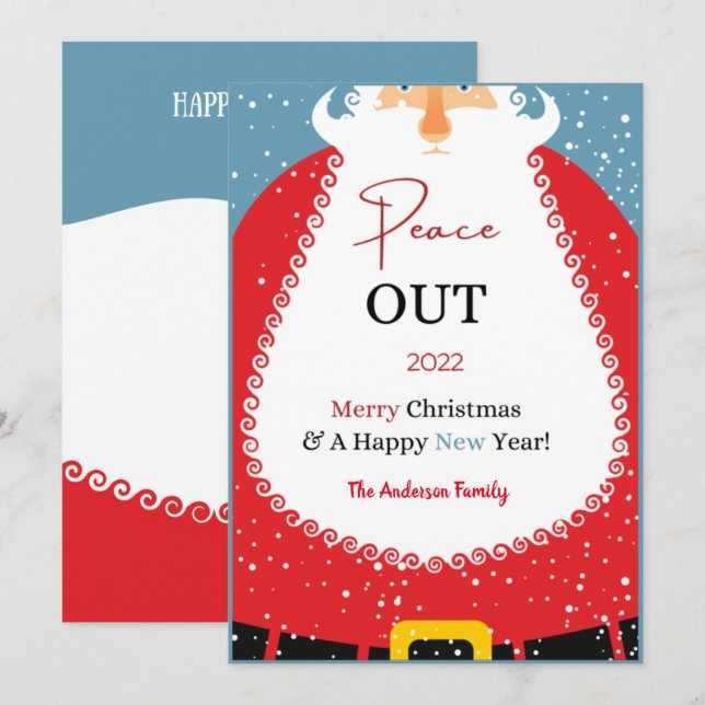 Santa Mask Peace Out 2022 - Finn jul-Helgdag Julkort (Fram/baksida)