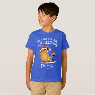 Santa måste jag förmiddagen en gullig katt så j tee shirt