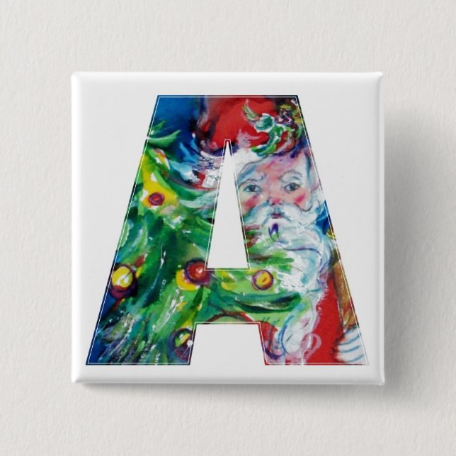 SANTA MED BALLOONER OCH JULGRAN A MONOGRAM KNAPP (Framsida)