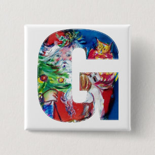 SANTA MED BALLOONER OCH JULGRAN G MONOGRAM KNAPP