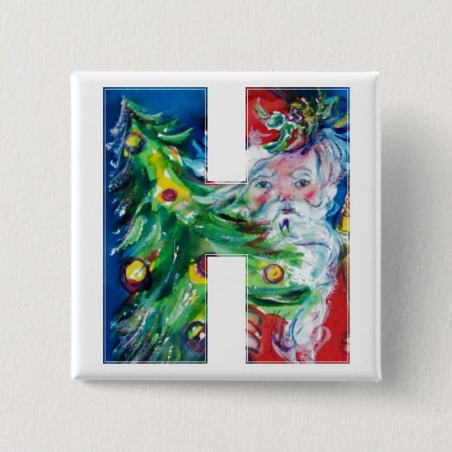 SANTA MED BALLOONER OCH JULGRAN H MONOGRAM KNAPP (Framsida)