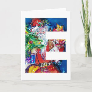 SANTA MED BALLOONER OCH JULGRAN MONOGRAM HELGKORT